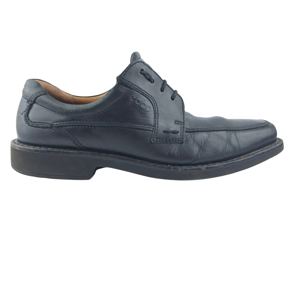 ECCO Oxford Shoes Mens 43 Black Leather Lace Up Comfort Shock Point Professional
